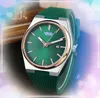 Men de luxe populaire Trois stiches montres japonais mouvement quartz horloge de cadran simple coloré ceinture en caoutchouc scratch sapphire objectif bien look watch relogio masculino