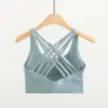 Lijn strappy sport lu opgevulde achterste beha's voor vrouwen medium ondersteuning gym training slijtage push up fiess yoga crop tops brassiere siere citroen gym