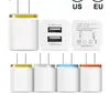 Metaal Dual USB Wall Charger Telefoonlader US EU -plug 21a AC Power Adapter Wall Charger Plug 2 Port voor IP 11 Pro Max Samsung Xiao4429131