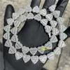 Gra Certificate Pass Diamond Tester Silver Necklace Vvs Moissanite 13mm Baguette Heart Iced Out Cuban Link Chain Hip Hop