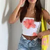 Kvinnors tankar Kvinnor Floral tryck Tube Tops Summer Chic Axless Off Shoulder Slim Fit Crop Female Retro Y2K Vests For Streetwear Club