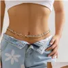 Цепочки живота Цепи живота Бохо Mtilayer Chain Womens Simple Y Crystal Beads Body Bikini Beach Peach Taist Lummer Jewelry Dif