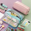 Storage Bags Double Sided Pen Bag Pencil Case Special Macaron Color Dual Canvas Pocket Pouch Stationery School Travel SN4142