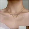 Hanger kettingen trendy mtilayer hart vlinder ketting voor vrouwen mode goud sier kleur geometrische ketting kraag sieraden cadeau dro dhcij