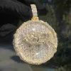 Colliers Baguette Pendant Collier Iced Out Bling Gold plaqué Cubic Zirconia Round Charm Men Hip Hop Jewelry 2023 Nouveau