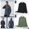Tenue de yoga LU-1090 Spring and Automne New Mens Hoodies Running Sports Fitness Breathable Casual Long à manches à manches à manches longues Dhpyj