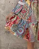 Robes décontractées robe de femme élégante vacances d'été imprimé tribal creuse crochet en dentelle en V