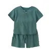 Baby barn flickor kläder pojke set sommar småbarn pojke bomull t-shirtshorts linne barn kläddräkter kostymer i 1 till 7 år 240403