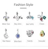 925 Sterling Silver Fit Women Charms Bracelet Perles charme Chameleon Star Moon Charms Turtle Blue Eyes