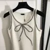 Luxury Beading Tank Dress Woman Summer Designer Sleeveless Mini Dresses Casual Daily Outfit White Black Female Clothing