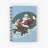 Spiral Notebook regeerde papieren hardcover dagboek met schattige sneeuwman Santa Claus Man For Kerst Kids Friends Gift School Party Gunsten