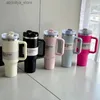 Wasserflaschenbecher neuer 40 Unzen Tassen Becher mit Griff isolierten Becher Deckel Stroh Edelstahl Kaffee Termos Tasse L48