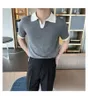 Polos para hombres 2024 Summer de alta calidad Moda transpirable Camisa informal Color sólido C82