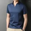 Herren Polos Ice Seide Sommer Polo-Hemd Männer Kurzarm Baumwoll T-Shirt Leichte Feste Farbe Schwarz weiß lässiger Poloshirts Marken Slim Fit