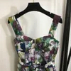 Floral Print Summer Dresses for Women Runway Designer Sleeveless Backless Sexy Dress Midi Aline Casual Vacation Dress Spaghetti Strap Vintage Robes