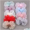 Clips de cheveux BARRETTES MAINMATED MARIFON CARIEUR RIBBON Perle Perle Bow Stiker 2pcs Bijoux Tiaras Boutons Ornement Ornement Garment Decor 9 Dhxgt