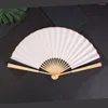 Dekorativa figurer vikbar pappersfläkt ris ventilador diy hand abanicos para boda bärbar bambu ventilatore kinesisk stil gåva sommar