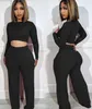 Dames tweedelige broek Katoen 2 Pak Women Flare en Crop Top Winter Set Quality Loungewear Shirt Pant