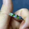 Anneaux de cluster 10pcs / lot DIOPSIDE NATUREL DIOPSIDE RING PERFECT PERFECT TEXTURE TIXTURES RÉGLABLES S925 ENCRADS SIRGE STERLING