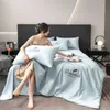 Summer Summer Ice Silk Comforter Coffed Davet Cover Cover Cover Cover Double Bed Linen Set 200*230 150*200cm 240403
