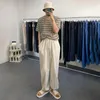 Men's Pants Mens Cotton Linen Casual Straight Leg Cinch Genderless 2024 Summer Fashion Simple Youth Thin Solid Color Unisex