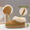 Casual Shoes Leather Snow Boots Women 2024 Winter Thick Soles Plus Fleece Warm Real Hair Short Fashion Bread For