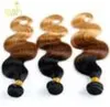 حزم نسج الشعر المنغولية OMBRE الصف 6A OMBRE MONGOLIAN WAVE Virgin Human Hair Extensions 3pcs Three Tone 1B/4/27# Free1524281