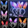 LED -lampan blinkande fluffiga kaninöron Huvudbands paljetter Huvudbanan Bunny Ears Kostymtillbehör Cosplay Christmas Party Supply Fab117029854