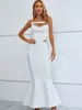 Work Dresses Women Summer Sexy White Pink Maxi Long Bodycon Fishtail Bandage Skirt Suits 2024 Elegant Evening Club Party Outfits