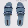 Designer Sandalo per scivolo femminile con SCRLP Sandali in denim azzurro Slide ricamato Slide ricamato Slide piatto sandalo sandali di lusso sandali da viaggio