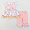 Наборы одежды RTS Spring Kids Girls Faster Wear Otbits Cross Print Рубашка с половиной рукава Flare детская одежда леопардовый колокольчик дно