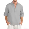 Men's T-Shirts Spring Summer Mens Linen Long Sleeve T-Shirt Loose Solid Color Tops Casual Breathable Cotton Linen Shirt