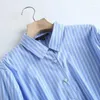 Camicette da donna Donne 2024 Fashion Summer Blue Double Stripe Stampa a maniche lunghe Shirt Shirt Vintage Casual Chic Shirts Blusas tops