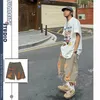 Casual Shorts Street Washed Distressed Raw Hem Ripped Denim Retro Men Clothing Summer Loose Straight Knee Length Solid Pants 240417