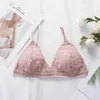 Bras Women Floral Lace Bra Girls Push Up Female Lingerie Breathable Bralette Underwear Soft Thin Seamless Solid Color Intimates