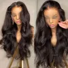 ボディウェーブレースフロントウィッグシミュレーションBabyHair 13x4 Synthetic Frontal Wigs al Sで積み重ねられた黒人女性の人間の髪