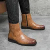 Men de glissière Vintage Cowboy en cuir en cuir haute chaîne Punk Chaussures Bottes de cheval de la mode HOMME