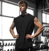 Gym Summer Fitness Sports Tank för män andningsbar fukt absorberar lös träning ärmlös snabb torkning kam axel kort ärmskjorta