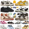 nike air jordan 1 1s retro jordans1 travis scott Reverse Mocha Basketball chaussures jumpman WASH Rose Space Jam Noir blanc hommes femmes sneakers 【code ：L】