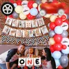 Sursurprise-Race Car First Birthday Party Decorations One Balloon Garland Kit with Racing Theme 1st Birthday Po Banner 240410