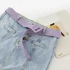 Bälten 2024 Koreansk version godis färgad spänne bälte söt dekorativ fyrkantig fasta färg vävda damer breda jeans