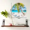 Wall Clocks Summer Beach Scenery Palm Trees Reef Clouds Silent Home Cafe Office Decor For Kitchen Large