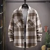 Men's Jackets Fashion Men Plaid Shirt Woolen Streetwear Male Clothes Loose Spring Autumn Versatile Casual Long Sleeve Cardigans Coats