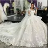 Tiered Ball Sleeve Long Gown Skirt Dresses Chapel Train Ivory Bridal Gowns V-Neck Plus Size Lace Appliqued Wedding Dress Custom Made Robe De Mariee s