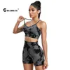 Les survêtements féminins Chrleisure Tie Dye Yoga sets pour les femmes Sports Sports Tenues sans soute Shorts cyclistes Scrunch With Fitness Bra Sportswearl2403