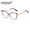 Lunettes de soleil Sorvino Trendy Eyeglasses vintage Femme Femmes Eye Cat Eye Personnalisé Anti Blue Lunes Lumières Myopie Plat Lens Printemps