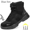 Bottes de travail Chaussures de sécurité indestructibles hommes Chaussures d'orteil en acier Puncture Sneakers de chaussures masculines Chaussures de travail sans glissement 240409