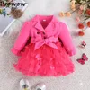 Девушка платья Prowow 3-24M Baby for Girls Sweet V-образное лоскутное платье бабочка платье принцесса рождена детская одежда