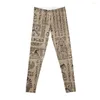 Pantalons actifs Hiéroglyphes et symboles égyptiens sur les leggings en bois Sports de taille haute pour les femmes sportives de gym