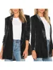 Femmes décontractées Pleuche Blazer Adults Open Front Couleur unie Couleur de manche longue à manches longues Veste 240407